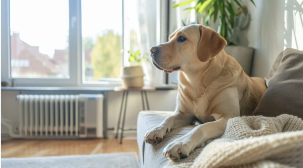 dog sitting on couch